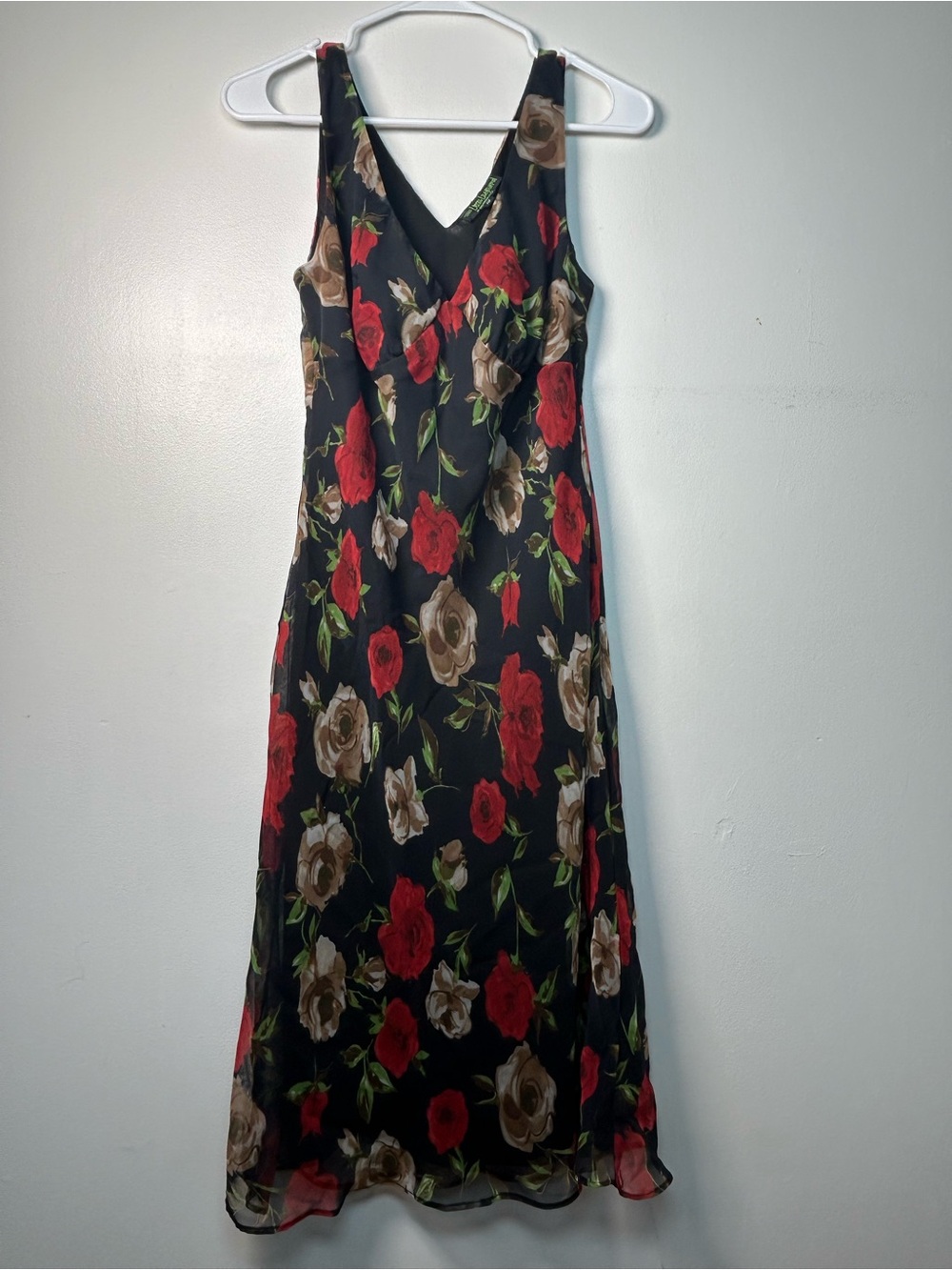 WHIMSIGOTH CHIFFON FLORAL SLIP DRESS VAMP GOTH WITCH SEXY 90s GRUNGE 10 VTG Y2K